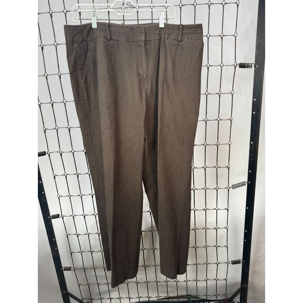 Larry Levine Womens Stretch Pants 16W Brown Cotton Blend Made In Cambodia - Picture 12 of 16